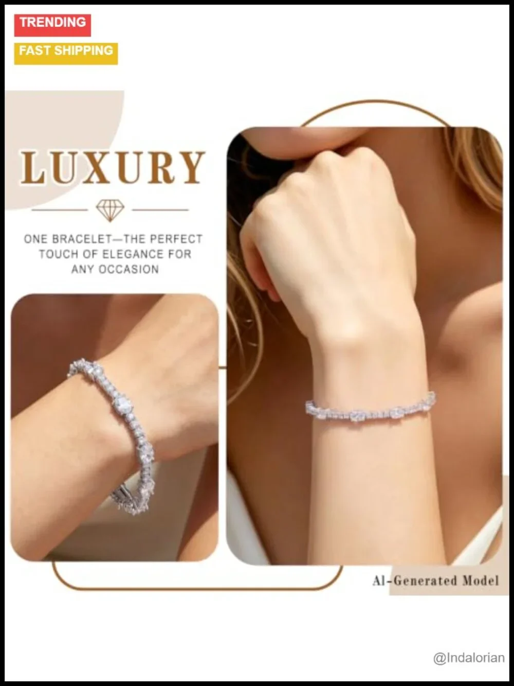 14K Gold Plated Tennis Bracelet CZ Stackable Women Jewelry